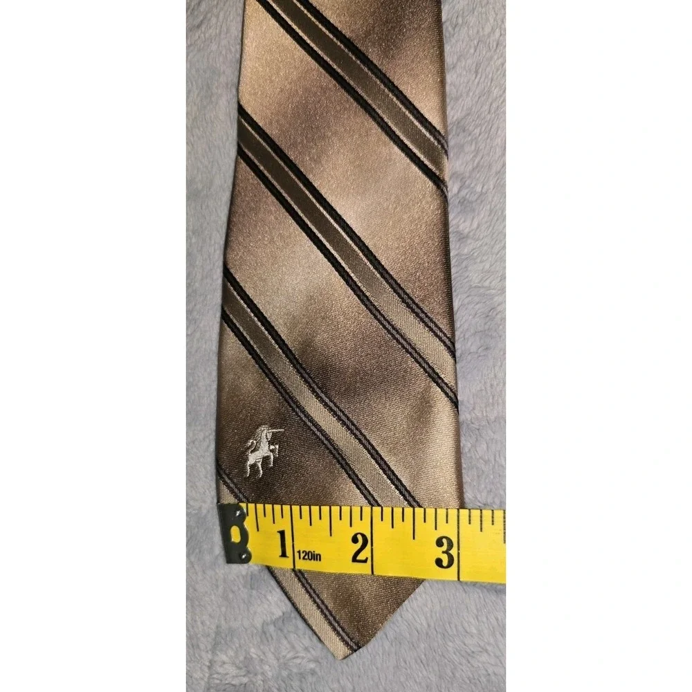 Vintage Bronzini Tie Brown with Diagonal Stripes with‎ Unicorn Emblem 57